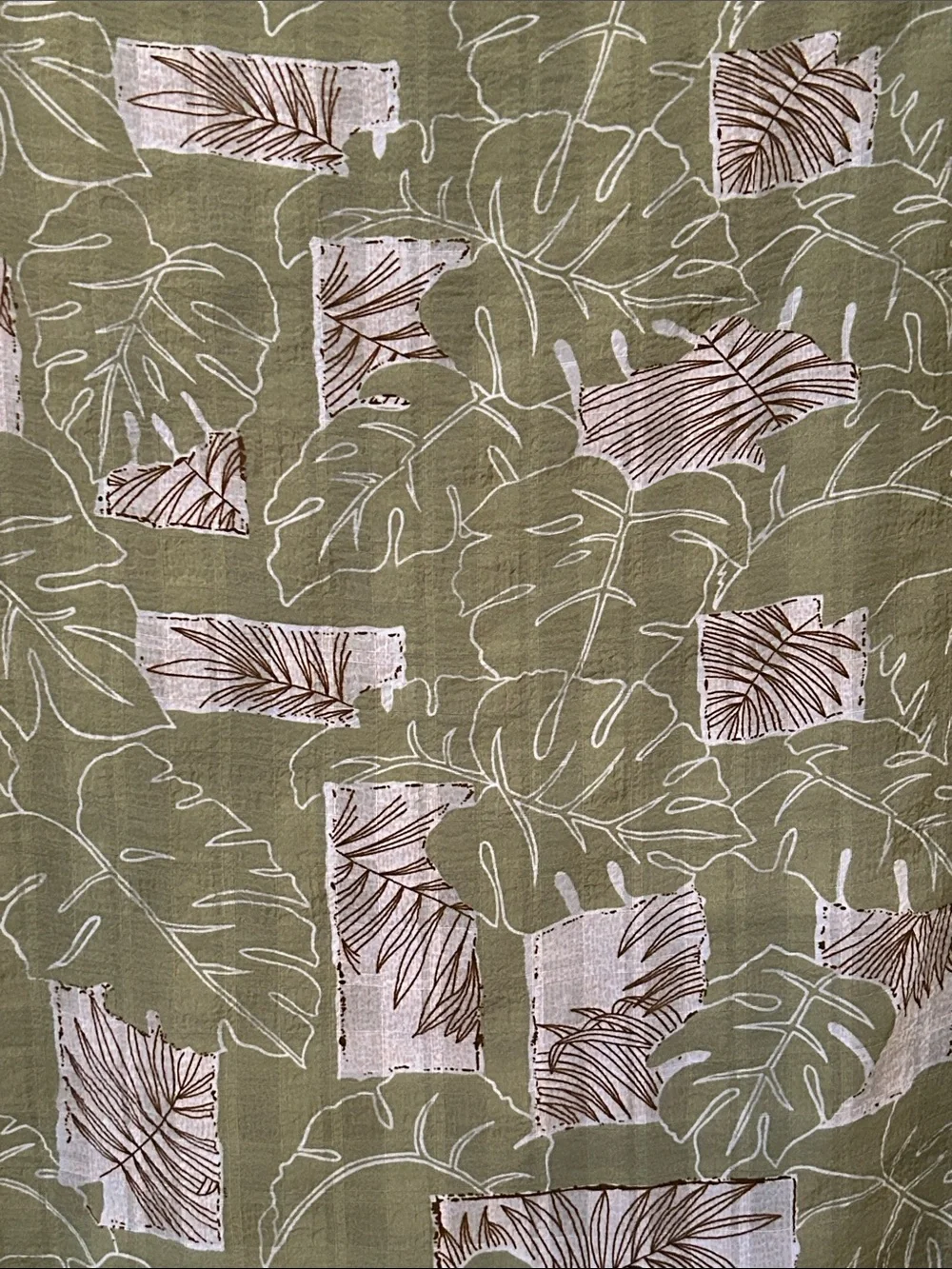 Silk Scarf Green Leaf Print 21